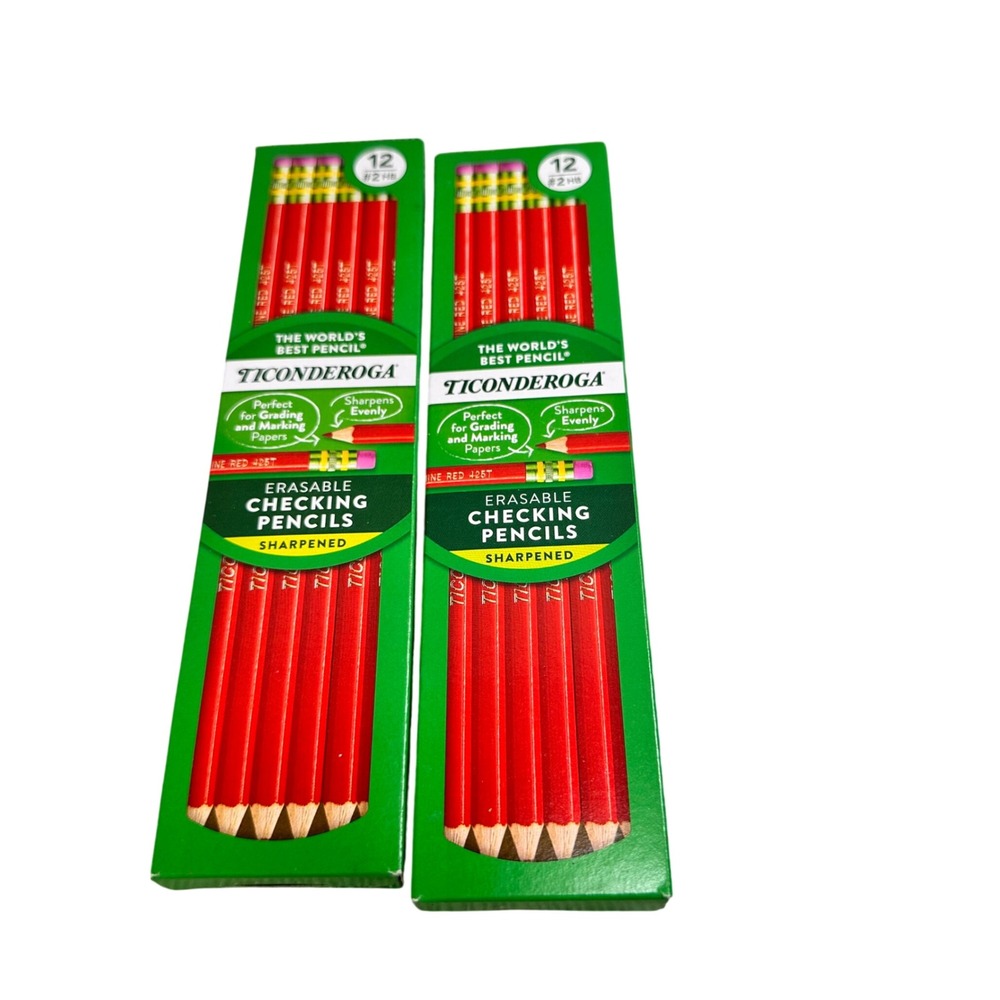 Ticonderoga Erasable Checking Pencils Red 24 Count 2 Packs of 12‎ Sharpened 425T